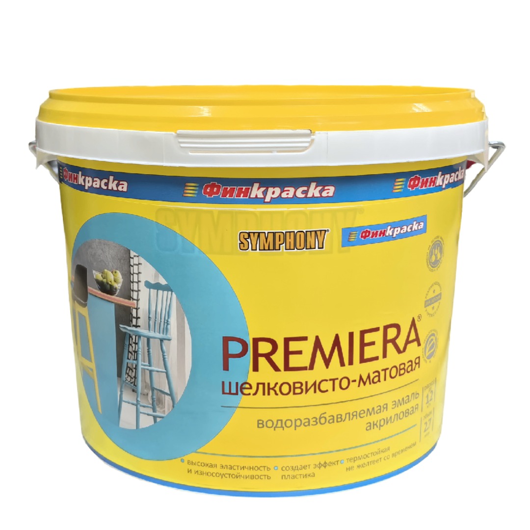 PREMIERA, шелковисто-матовая, влагостойкая, эмаль с эффектом пластика (База С), 2,7 литра