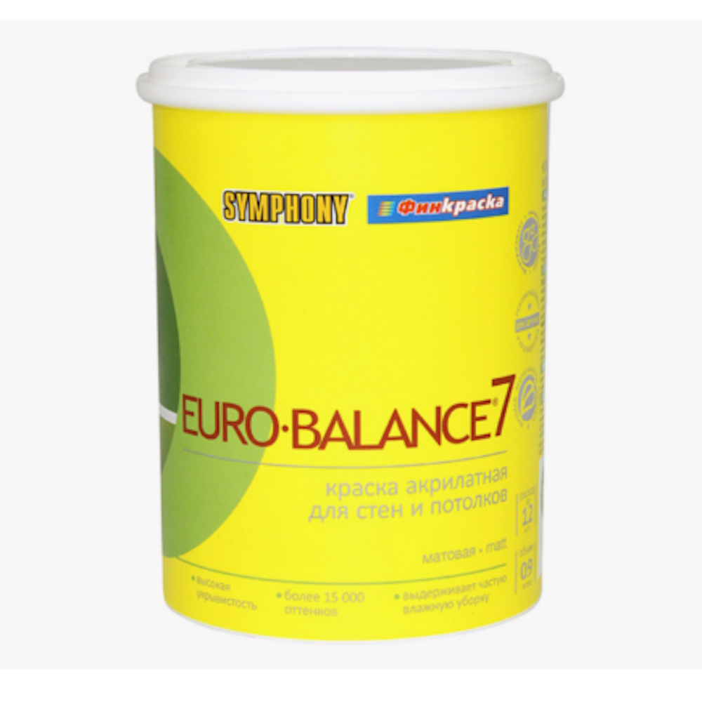 EURO-balance 7, акрилатная, матовая, интерьерная краска (База А), 0,9 литра