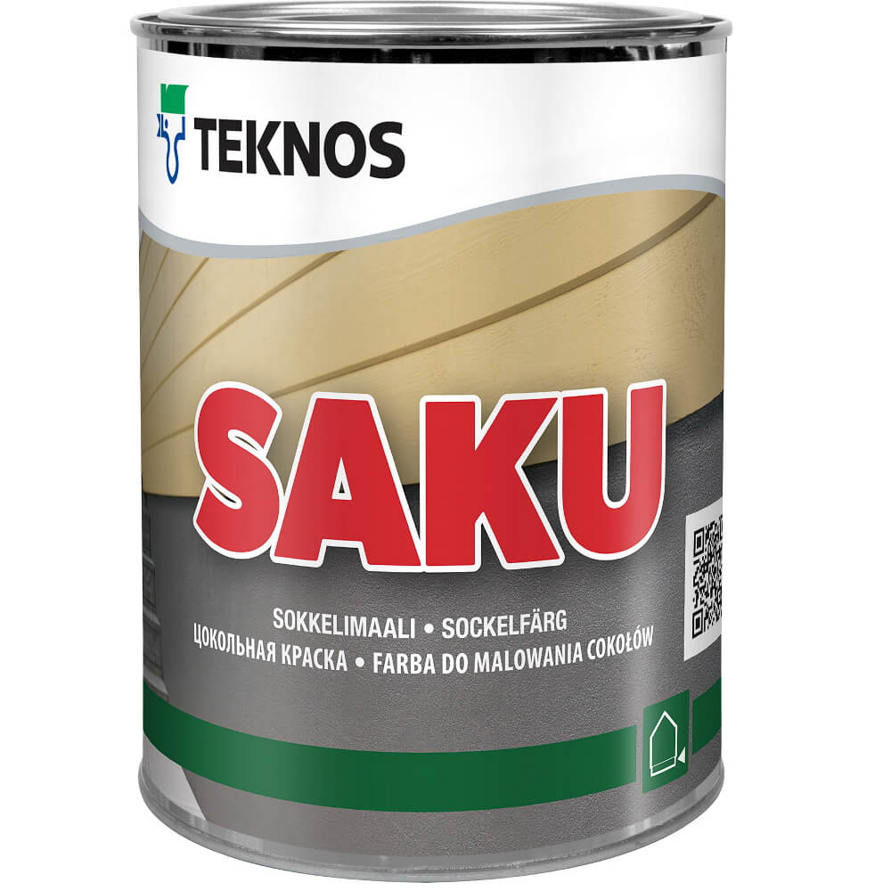 SAKU краска для цоколя матовая водоразбавляемая, база А, 0,9 литра
