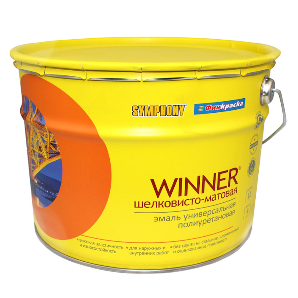 WINNER, полиуретановая грунт-краска, шелковисто-матовая (База С), 9 литров