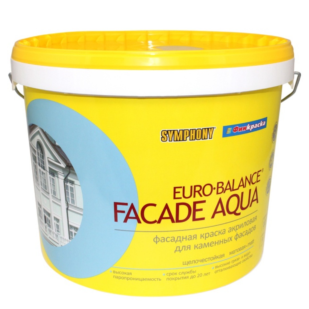 EURO-Balance Facade Aqua, краска внутри-снаружи помещений (База А), 9 литров