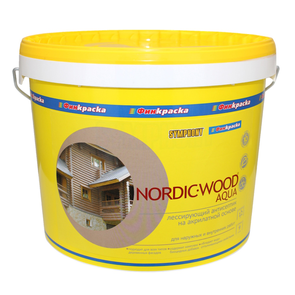 NORDIC WOOD aqua, Водоразбавляемый лессирующий антисептик на акрилатной основе , 2,7 литра