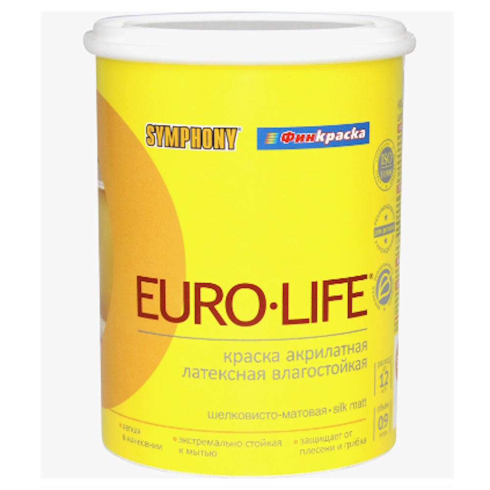 EURO-LIFE, европейское качество, шелковисто-матовая краска (База А), 0,9 литра