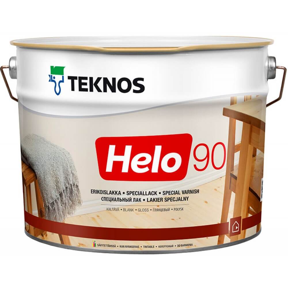 HELO 90 высоко-глянцевый уретано-алкидный специальный лак, 9 литров