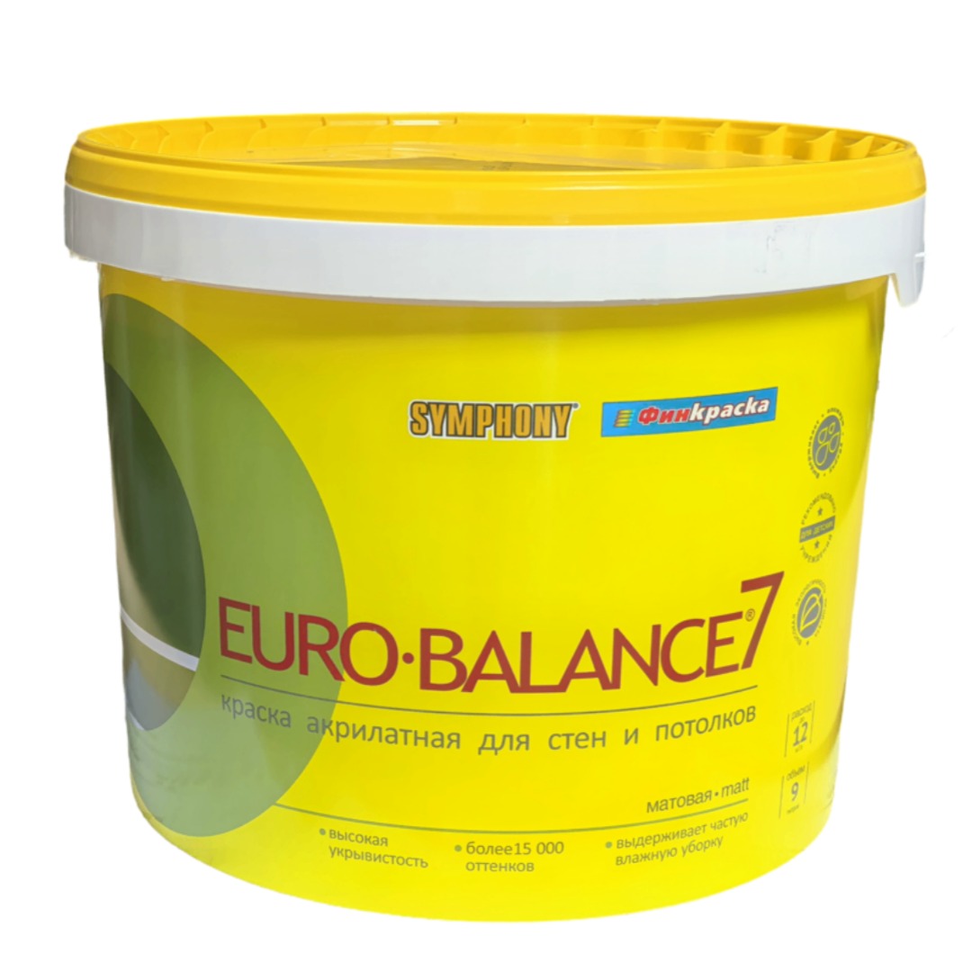 EURO-balance 7, акрилатная, матовая, интерьерная краска (База А), 9 литров
