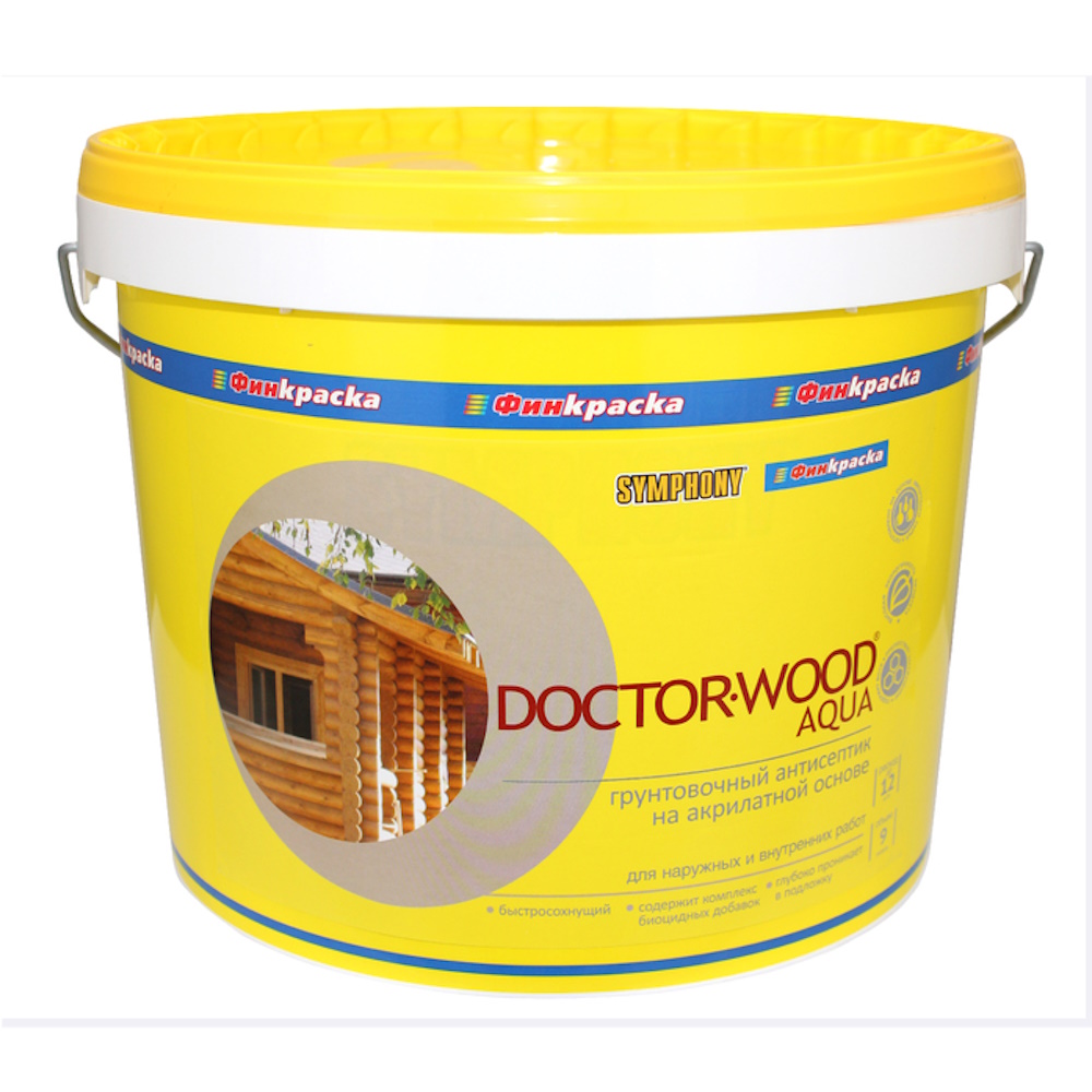 DOCTOR WOOD aqua, Водоразбавляемый грунтовочный антисептик, 9 литров