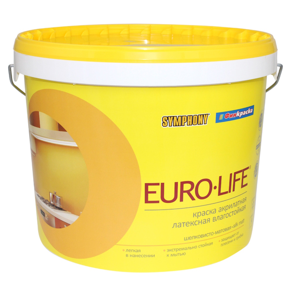 EURO-LIFE, европейское качество, шелковисто-матовая краска (База А), 9 литров