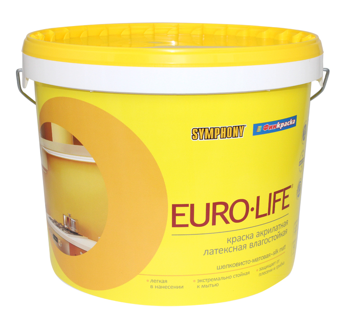 EURO-LIFE, европейское качество, шелковисто-матовая краска (База А), 9 литров